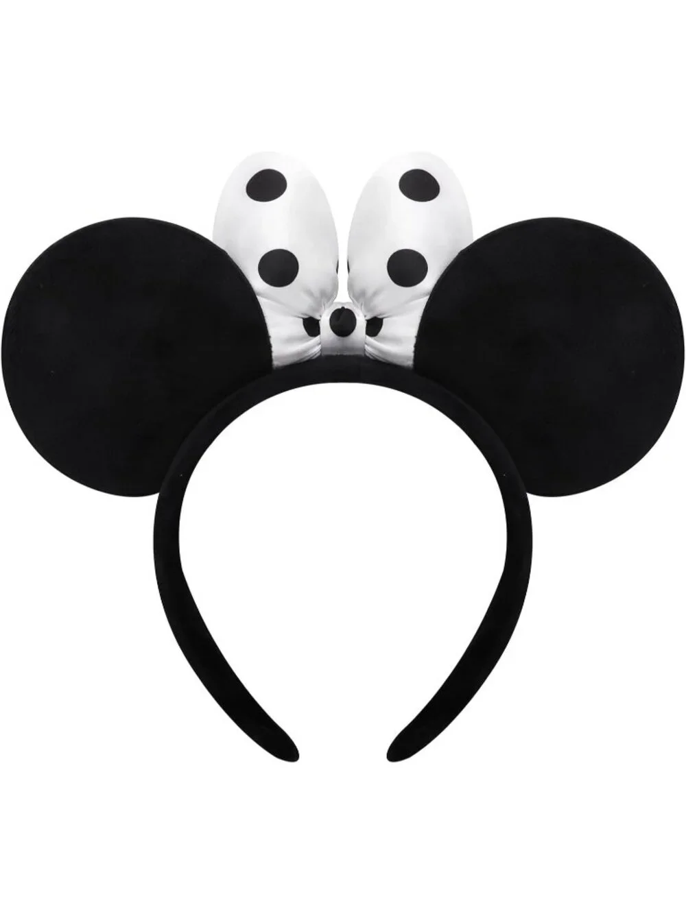 Women Black Polka Dot Bow Mickey Mouse Headband for Cosplay